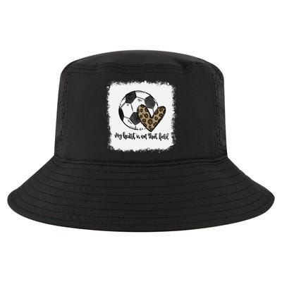 Bleached My Heart Is On That Field Soccer Mom Leopard Cool Comfort Performance Bucket Hat