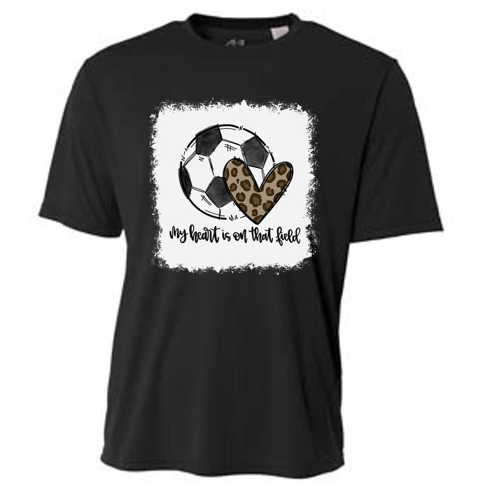 Bleached My Heart Is On That Field Soccer Mom Leopard Cooling Performance Crew T-Shirt