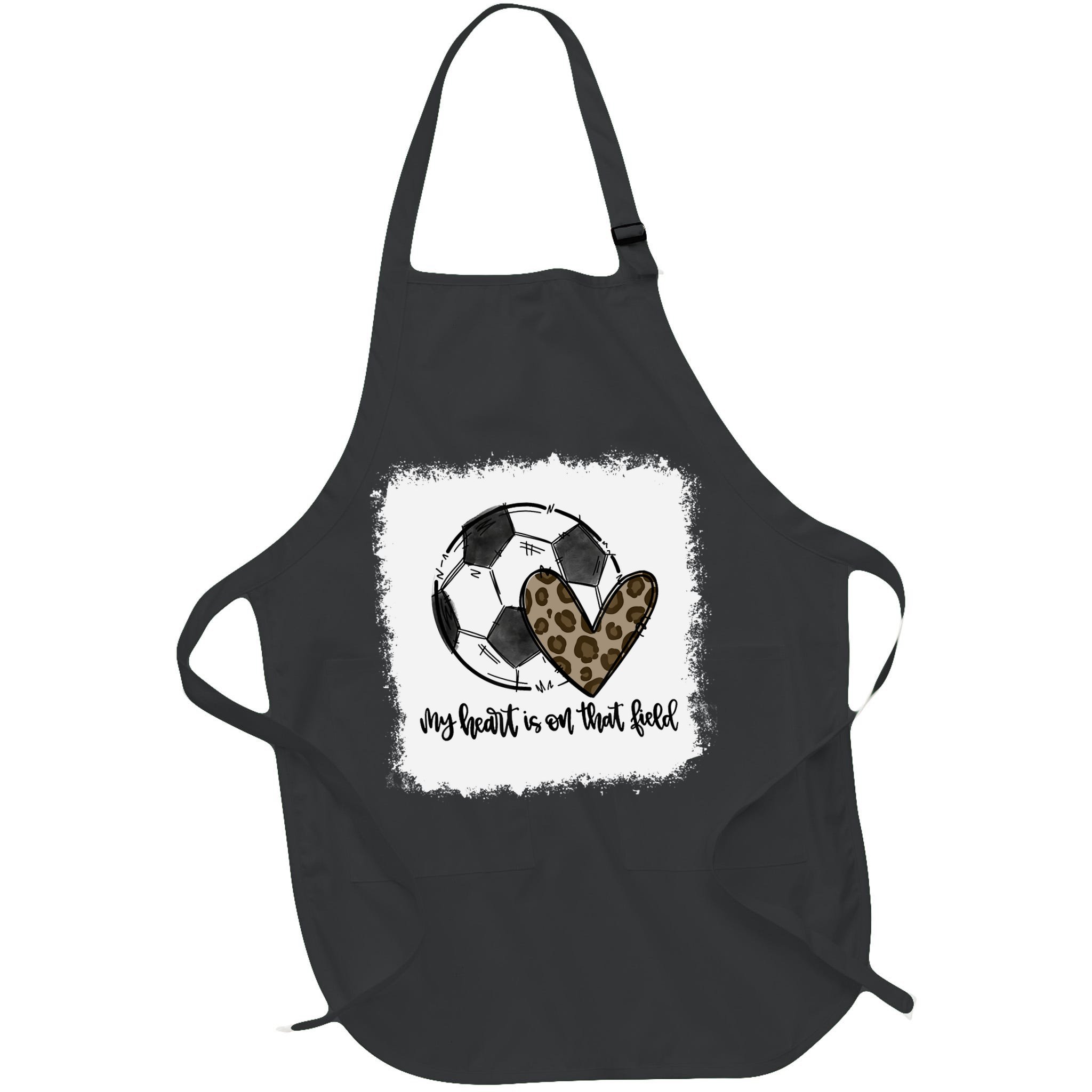 Bleached My Heart Is On That Field Soccer Mom Leopard Apron