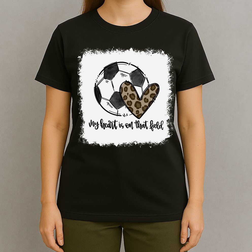 Bleached My Heart Is On That Field Soccer Mom Leopard T-Shirt