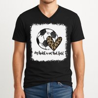 Bleached My Heart Is On That Field Soccer Mom Leopard V-Neck T-Shirt