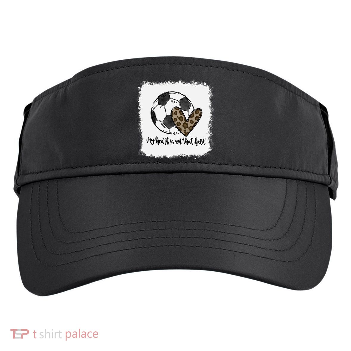 Bleached My Heart Is On That Field Soccer Mom Leopard Adult Drive Performance Visor