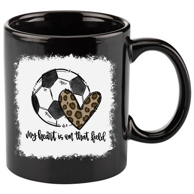 Bleached My Heart Is On That Field Soccer Mom Leopard 11oz C Handle Ceramic Mug