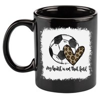 Bleached My Heart Is On That Field Soccer Mom Leopard 11oz C Handle Ceramic Mug
