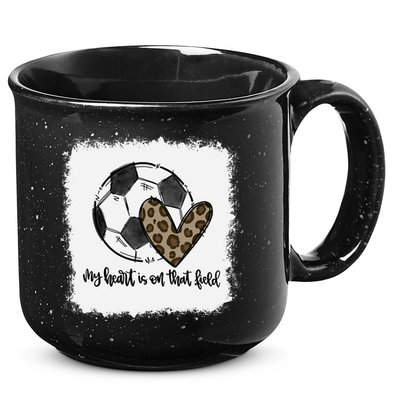 Bleached My Heart Is On That Field Soccer Mom Leopard 15oz Campfire Ceramic Mug