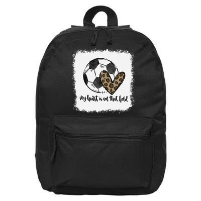 Bleached My Heart Is On That Field Soccer Mom Leopard 16 in Basic Backpack