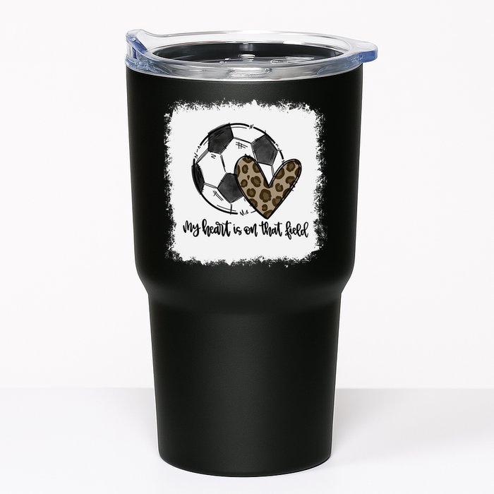 Bleached My Heart Is On That Field Soccer Mom Leopard Tumbler