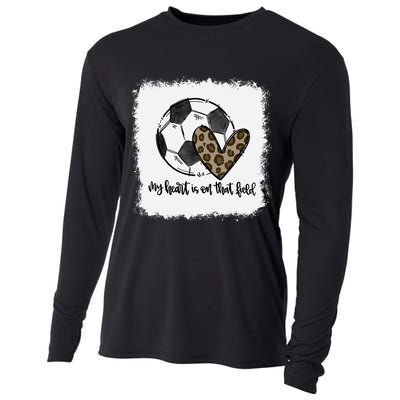 Bleached My Heart Is On That Field Soccer Mom Leopard Cooling Performance Long Sleeve Crew