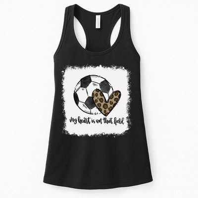 Bleached My Heart Is On That Field Soccer Mom Leopard Womens Tank Top