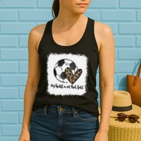 Bleached My Heart Is On That Field Soccer Mom Leopard Womens Tank Top