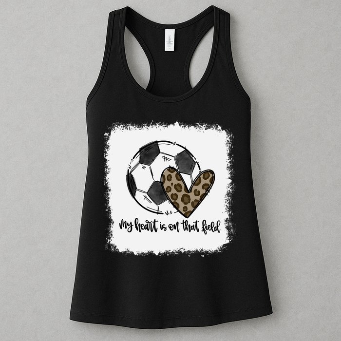 Bleached My Heart Is On That Field Soccer Mom Leopard Womens Tank Top
