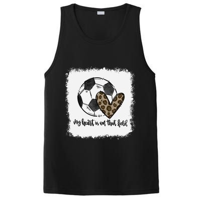 Bleached My Heart Is On That Field Soccer Mom Leopard PosiCharge Competitor Tank
