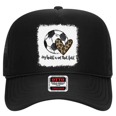 Bleached My Heart Is On That Field Soccer Mom Leopard Trucker Hat