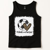 Bleached My Heart Is On That Field Soccer Mom Leopard Tank Top