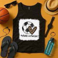 Bleached My Heart Is On That Field Soccer Mom Leopard Tank Top