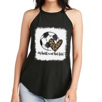 Bleached My Heart Is On That Field Soccer Mom Leopard Women's Perfect Tri Rocker Tank