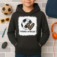 Bleached My Heart Is On That Field Soccer Mom Leopard Kids Hoodie