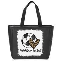 Bleached My Heart Is On That Field Soccer Mom Leopard Zip Tote Bag