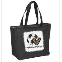 Bleached My Heart Is On That Field Soccer Mom Leopard Zip Tote Bag