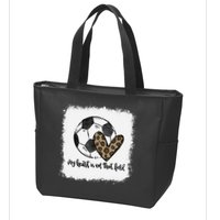 Bleached My Heart Is On That Field Soccer Mom Leopard Zip Tote Bag