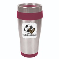 Bleached My Heart Is On That Field Soccer Mom Leopard 16oz Travel Tumbler