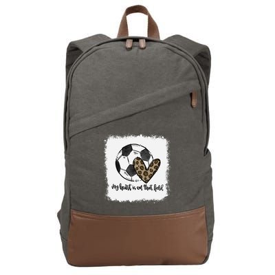 Bleached My Heart Is On That Field Soccer Mom Leopard Cotton Canvas Backpack