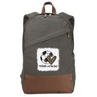 Bleached My Heart Is On That Field Soccer Mom Leopard Cotton Canvas Backpack