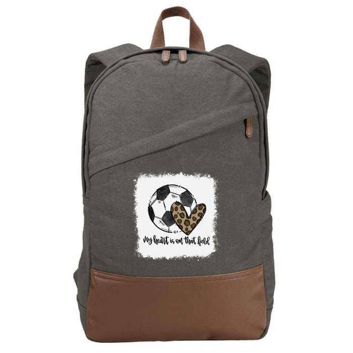Bleached My Heart Is On That Field Soccer Mom Leopard Cotton Canvas Backpack