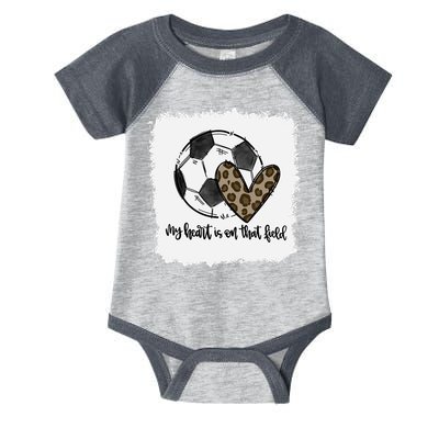 Bleached My Heart Is On That Field Soccer Mom Leopard Infant Baby Jersey Bodysuit