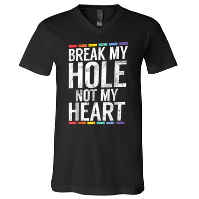 Break My Hole Not My Heart Vintage V-Neck T-Shirt