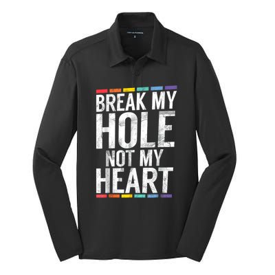 Break My Hole Not My Heart Vintage Silk Touch Performance Long Sleeve Polo