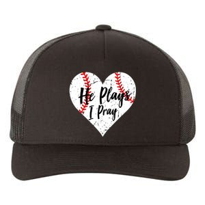 Baseball Mom He Plays I Pray Jersey Baseball Favorite Player Yupoong Adult 5-Panel Trucker Hat