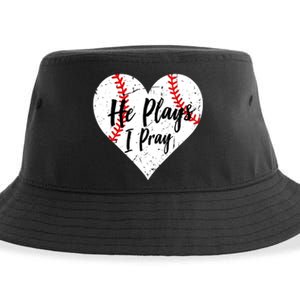 Baseball Mom He Plays I Pray Jersey Baseball Favorite Player Sustainable Bucket Hat