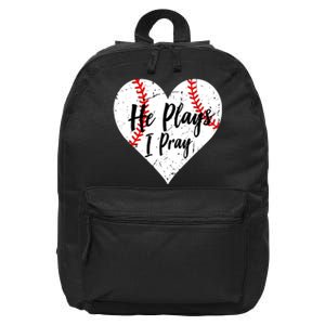 Baseball Mom He Plays I Pray Jersey Baseball Favorite Player 16 in Basic Backpack