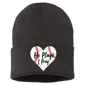 Baseball Mom He Plays I Pray Jersey Baseball Favorite Player Sustainable Knit Beanie