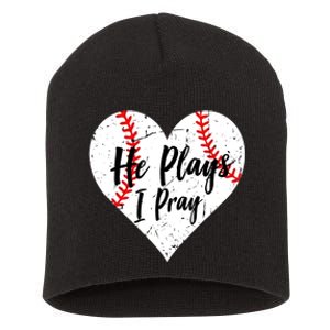 Baseball Mom He Plays I Pray Jersey Baseball Favorite Player Short Acrylic Beanie