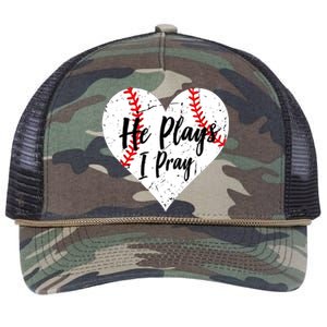 Baseball Mom He Plays I Pray Jersey Baseball Favorite Player Retro Rope Trucker Hat Cap