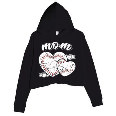 Baseball Mom Heart Ball Cool Baseball Proud Grandma Mothers Gift Crop Fleece Hoodie