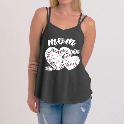 Baseball Mom Heart Ball Cool Baseball Proud Grandma Mothers Gift Women's Strappy Tank