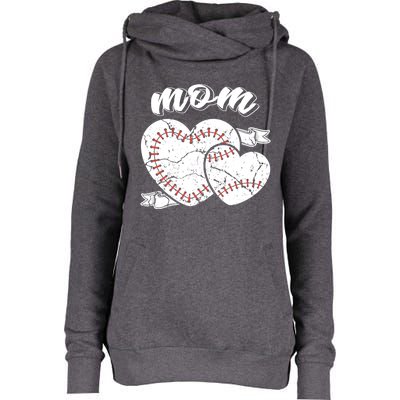 Baseball Mom Heart Ball Cool Baseball Proud Grandma Mothers Gift Womens Funnel Neck Pullover Hood