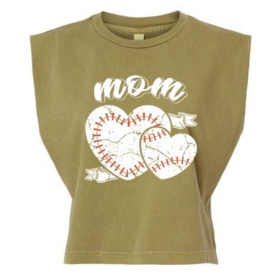 Baseball Mom Heart Ball Cool Baseball Proud Grandma Mothers Gift Garment-Dyed Women's Muscle Tee