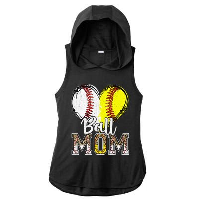 Ball Mom Heart Funny Baseball Soccer Mom Ladies PosiCharge Tri-Blend Wicking Draft Hoodie Tank