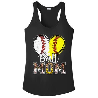 Ball Mom Heart Funny Baseball Soccer Mom Ladies PosiCharge Competitor Racerback Tank