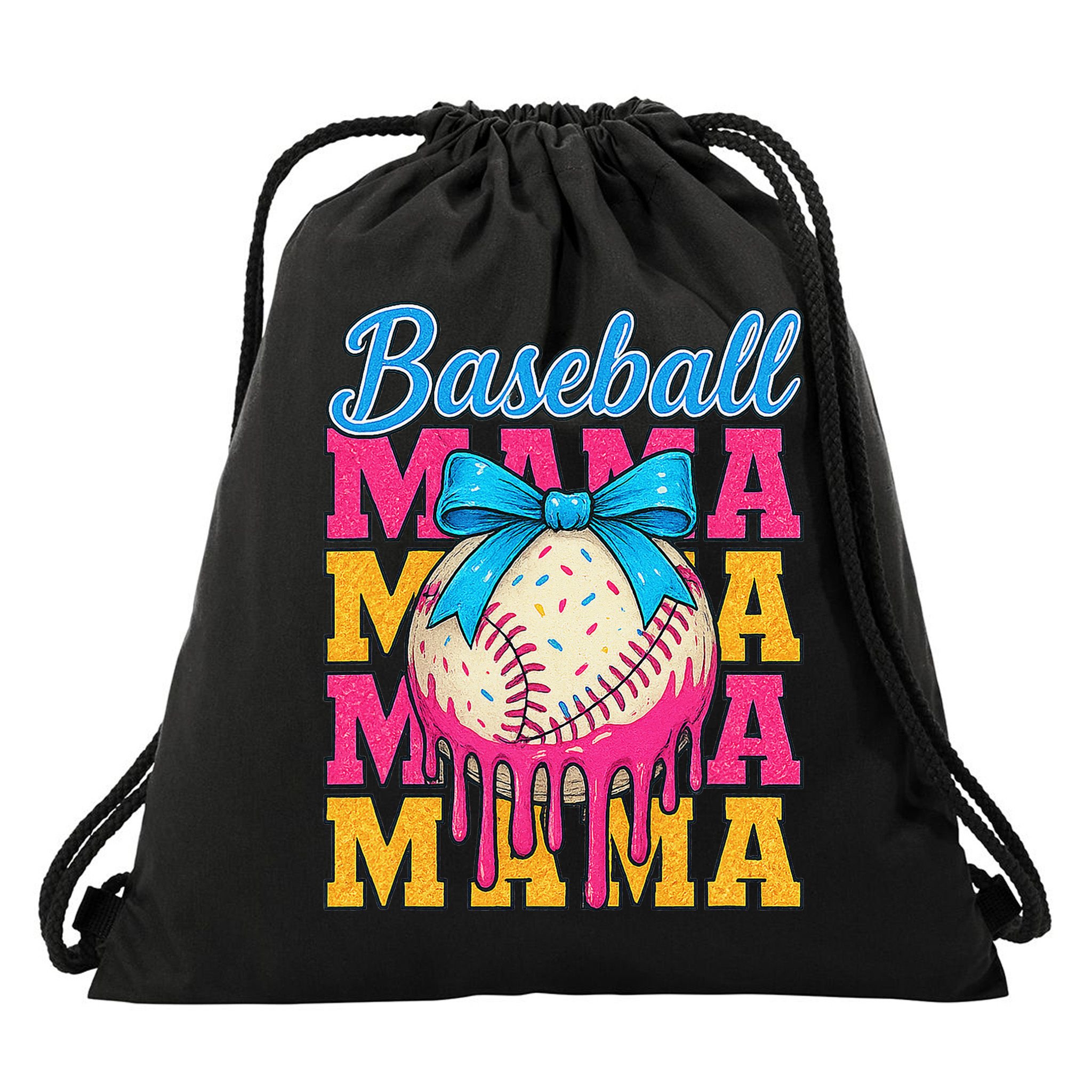 Baseball Mama Home Plate Ice Cream Drip With Sprinkles Drip Drawstring Bag