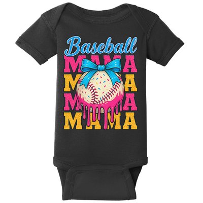 Baseball Mama Home Plate Ice Cream Drip With Sprinkles Drip Baby Bodysuit
