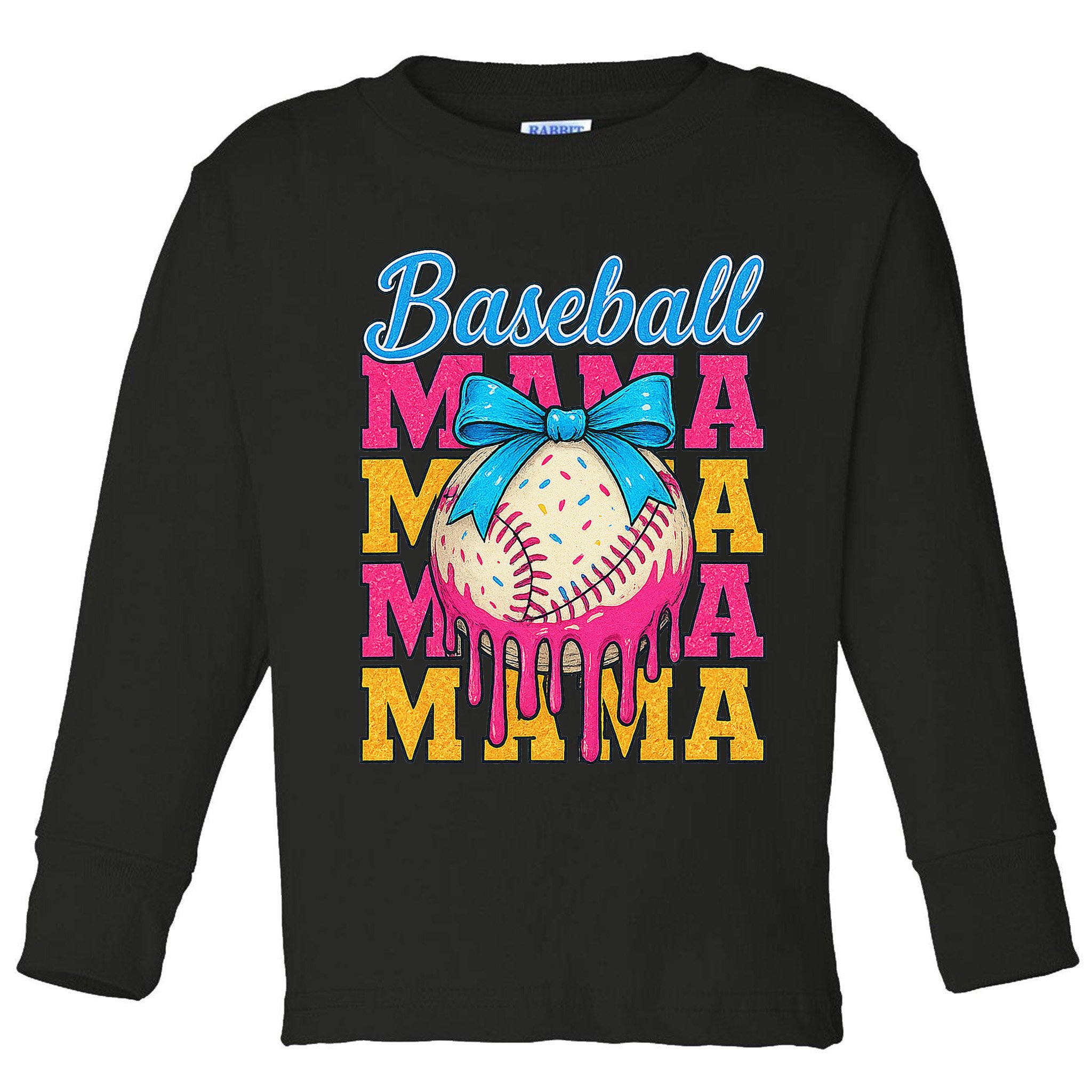 Baseball Mama Home Plate Ice Cream Drip With Sprinkles Drip Toddler Long Sleeve Shirt