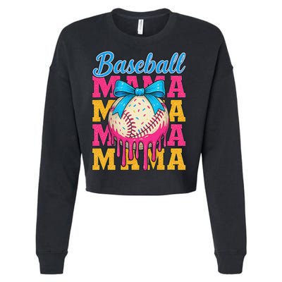 Baseball Mama Home Plate Ice Cream Drip With Sprinkles Drip Cropped Pullover Crew