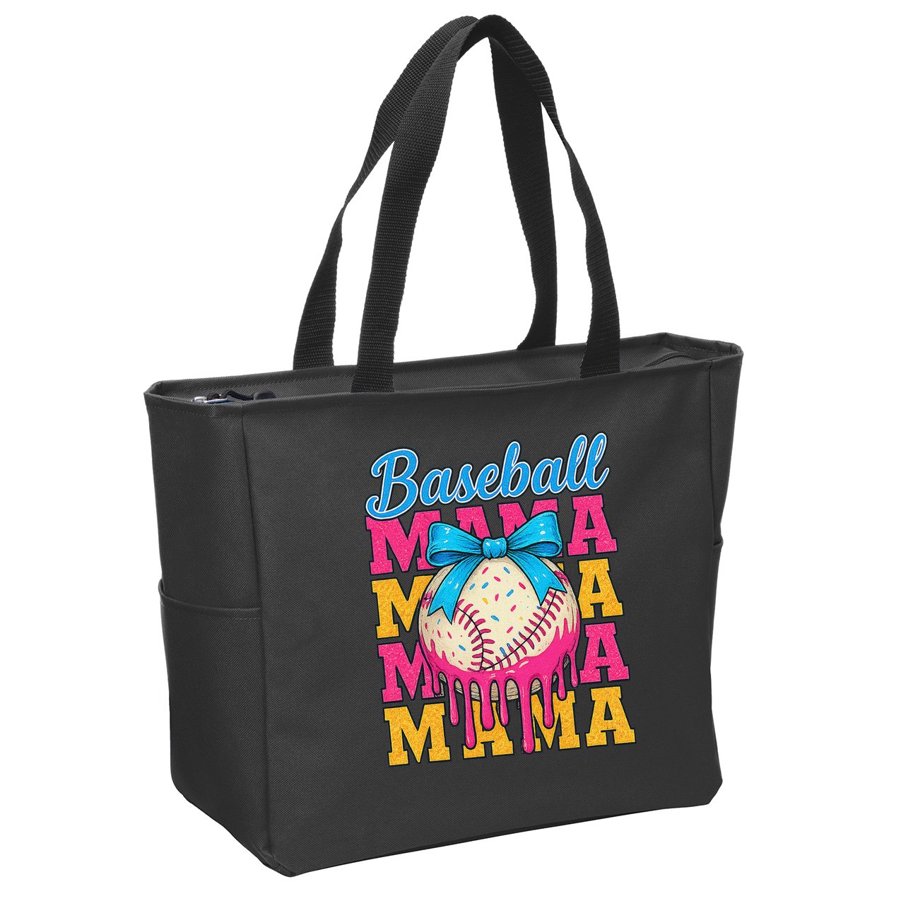 Baseball Mama Home Plate Ice Cream Drip With Sprinkles Drip Zip Tote Bag