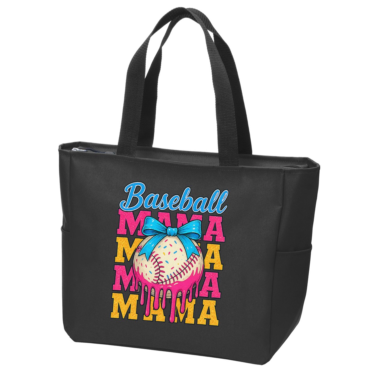 Baseball Mama Home Plate Ice Cream Drip With Sprinkles Drip Zip Tote Bag