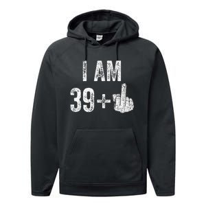 Birthday Male Him Fun 40 Funny 40th Birthday Performance Fleece Hoodie